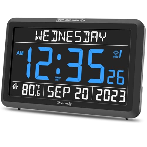 Large Display Digital Clock with Date, Day, Alarm