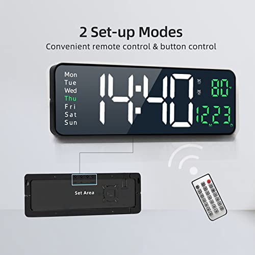 SHLNL 16.2" Large Digital Wall Clock with Remote Control