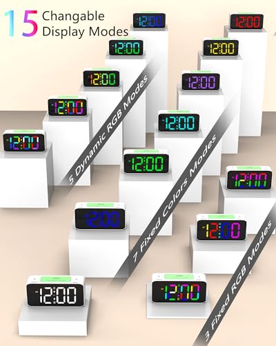 7" Mirror Display RGB Alarm Clock with Night Light