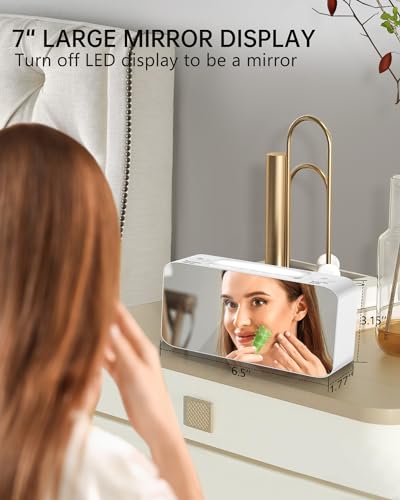 7" Mirror Display RGB Alarm Clock with Night Light