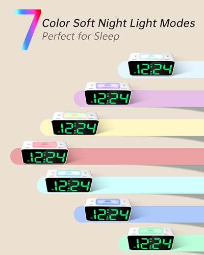 7" Mirror Display RGB Alarm Clock with Night Light