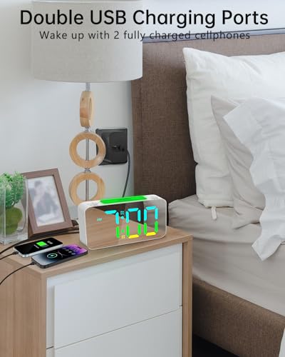 7" Mirror Display RGB Alarm Clock with Night Light