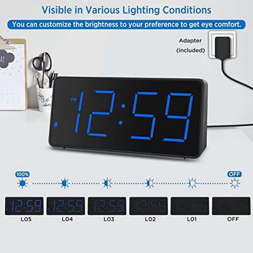 Large Digital Alarm Clock with USB Charger Port