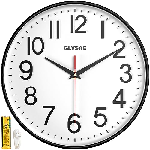 12" GLVSAE Non-Ticking Wall Clock with Stereoscopic Dial