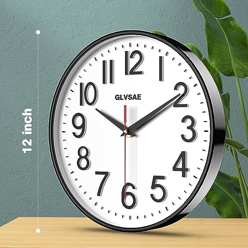 12" GLVSAE Non-Ticking Wall Clock with Stereoscopic Dial