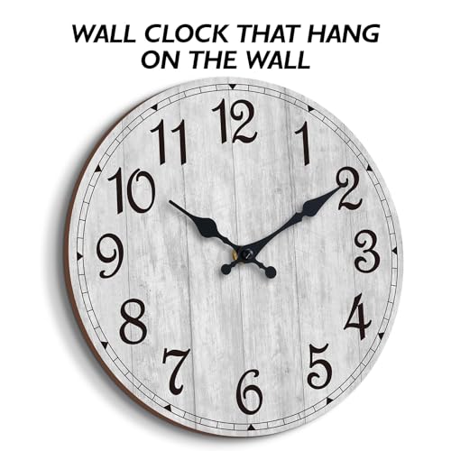 Rustic Wooden Wall Clock for Kitchen, Bathroom, Living Room