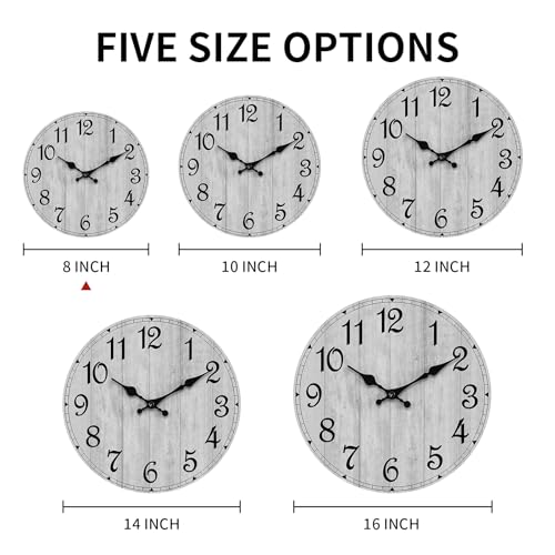 Rustic Wooden Wall Clock for Kitchen, Bathroom, Living Room
