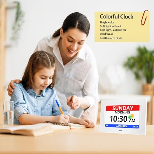 7" Day and Date Clock for Elderly - Large Display