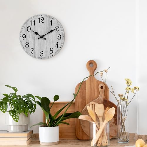Rustic Wooden Wall Clock for Kitchen, Bathroom, Living Room