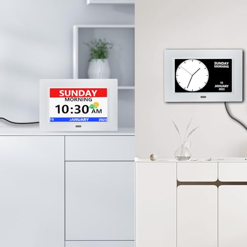 7" Day and Date Clock for Elderly - Large Display