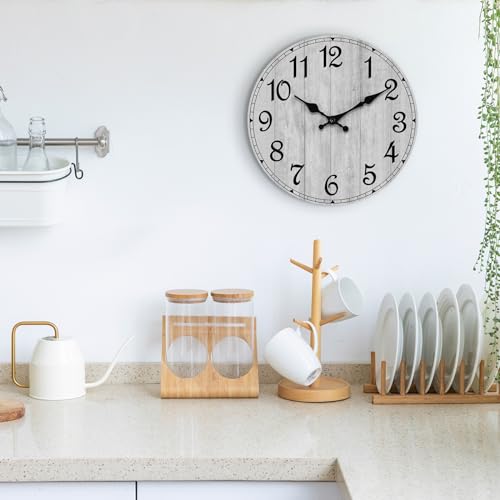 Rustic Wooden Wall Clock for Kitchen, Bathroom, Living Room