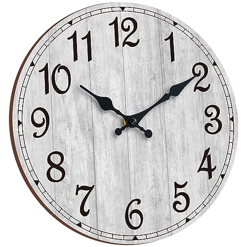 Rustic Wooden Wall Clock for Kitchen, Bathroom, Living Room