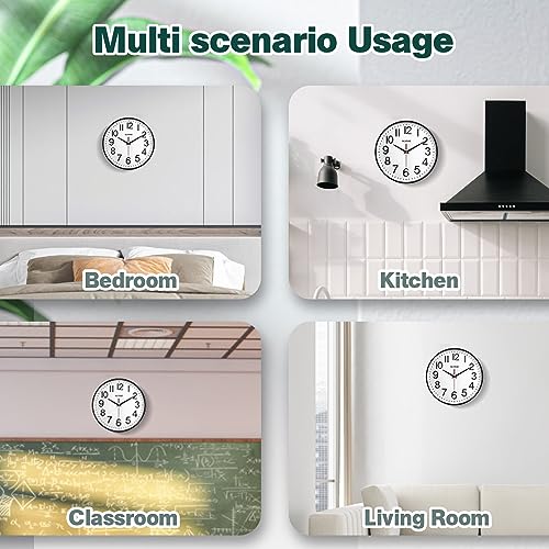 12" GLVSAE Non-Ticking Wall Clock with Stereoscopic Dial