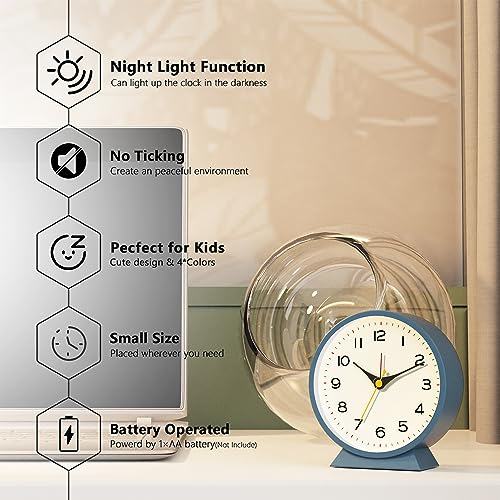 Retro Metal Table Clock with Light for Home Decor