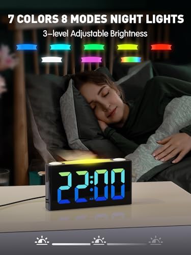 RGB Digital Clock with Bold Numbers and Alarm