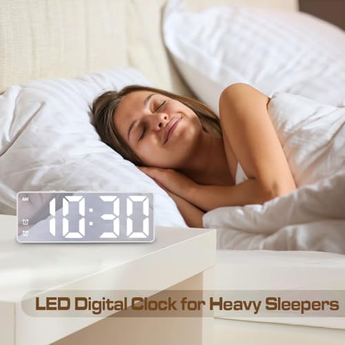 Mirror Surface LED Electronic Alarm Clock with Voice Control
