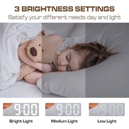 Mirror Surface LED Electronic Alarm Clock with Voice Control