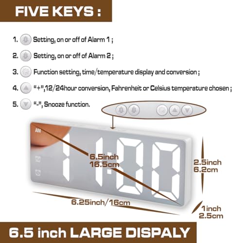 Mirror Surface LED Electronic Alarm Clock with Voice Control