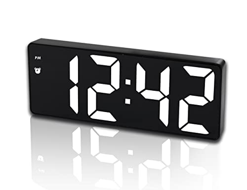 Mirrored LED Alarm Clock for Bedroom with Voice Control