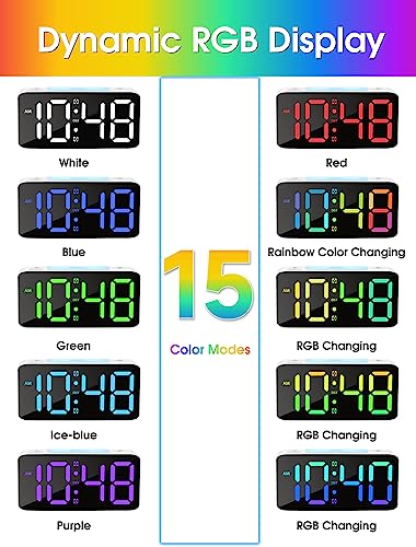 7 Color Nightlight Alarm Clock for Heavy Sleepers
