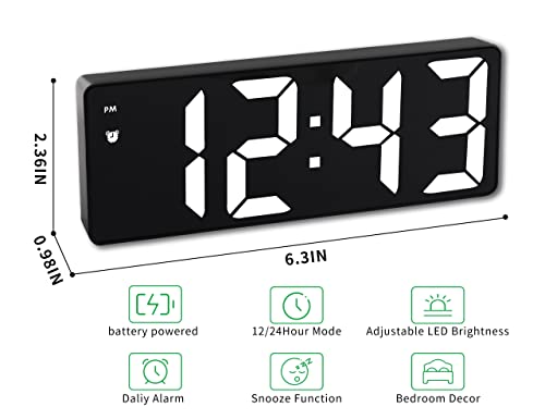 Mirrored LED Alarm Clock for Bedroom with Voice Control