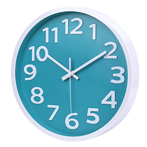Modern Coastal Aqua 10 Inch Silent Wall Clock
