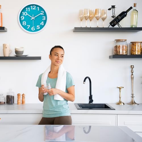 Modern Coastal Aqua 10 Inch Silent Wall Clock