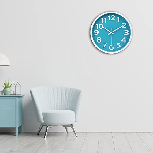 Modern Coastal Aqua 10 Inch Silent Wall Clock