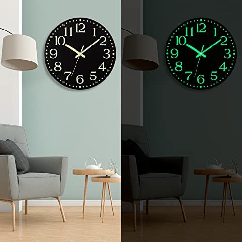 Glow in the Dark Wall Clock, Wooden, Silent