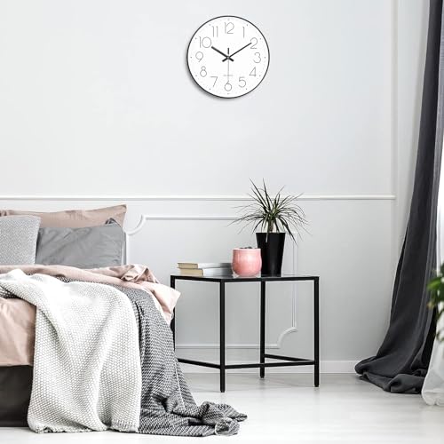 Yoiolclc Small Silent Wall Clock for Bedroom, Bathroom, Kitchen
