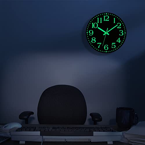 Glow in the Dark Wall Clock, Wooden, Silent
