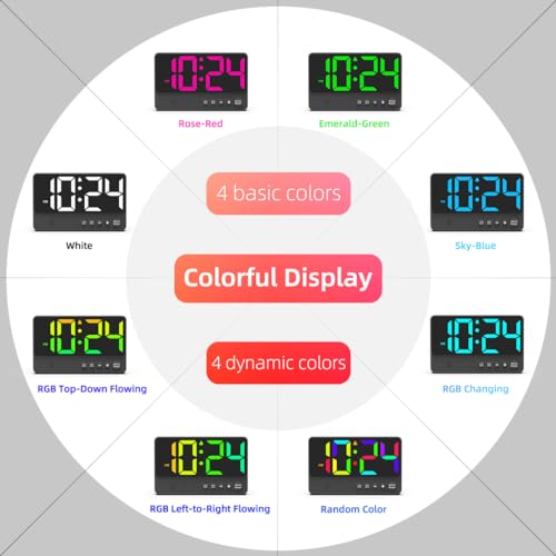 Modern LED Alarm Clock with RGB Display & Loud Alarm