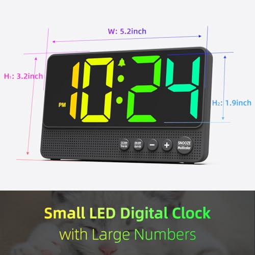 Modern LED Alarm Clock with RGB Display & Loud Alarm