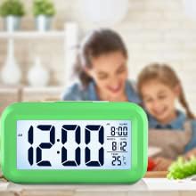 LED display alarm clock with night light, indoor temp