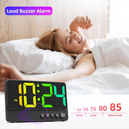 Modern LED Alarm Clock with RGB Display & Loud Alarm