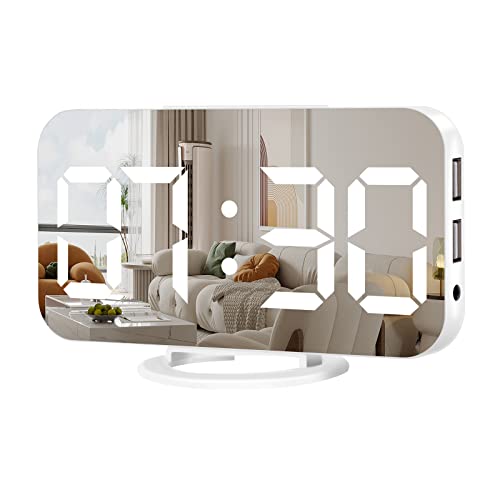 Muoigoe LED Mirror Desk Clock with USB Ports