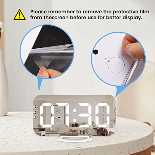 Muoigoe LED Mirror Desk Clock with USB Ports