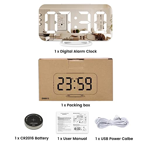 Muoigoe LED Mirror Desk Clock with USB Ports