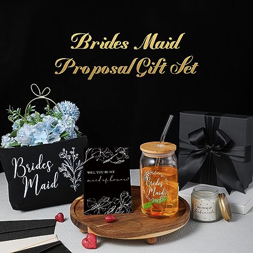 Bridesmaid Gift Set: Glass Cup, Makeup Bag, Candle