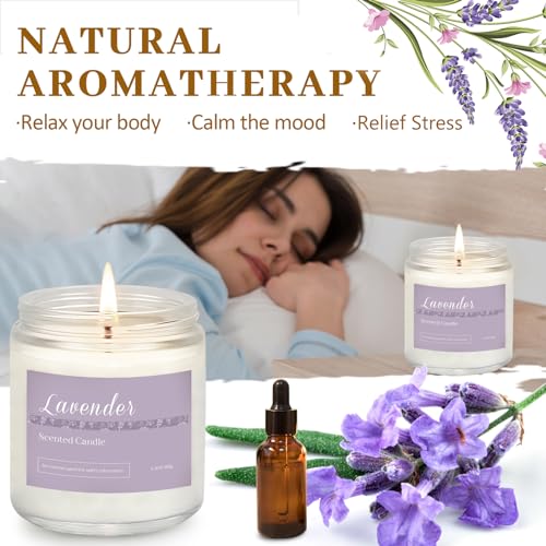 6 Pack Lavender Scented Aromatherapy Candles Set for Women