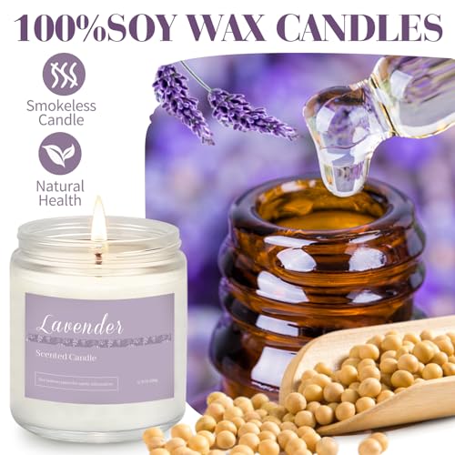 6 Pack Lavender Scented Aromatherapy Candles Set for Women