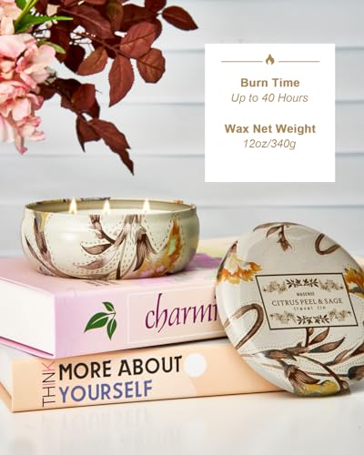 Citrus & Sage 3-Wick Soy Candle, Stress Relief