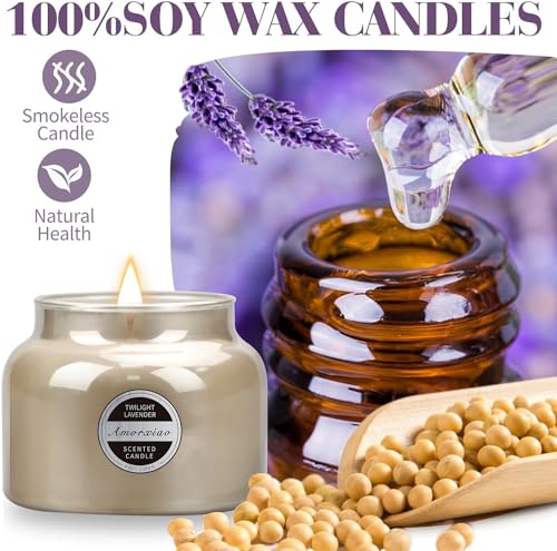 Luxury Lavender Soy Candles in Gift Box, Aromatherapy