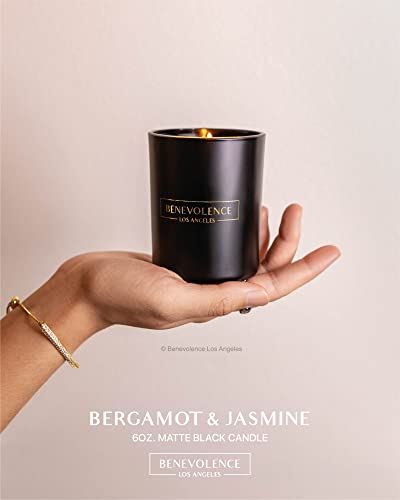 Black Bergamot & Jasmine Scented Candle in Glass Jar