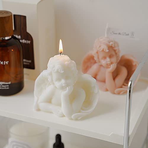 Set of 2 Angel Soy Scented Hand-Carved Candles