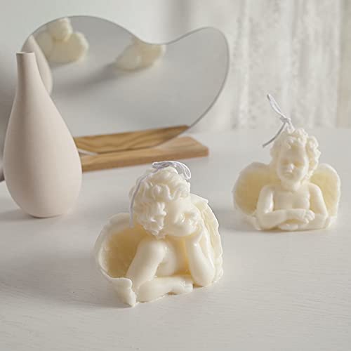 Set of 2 Angel Soy Scented Hand-Carved Candles
