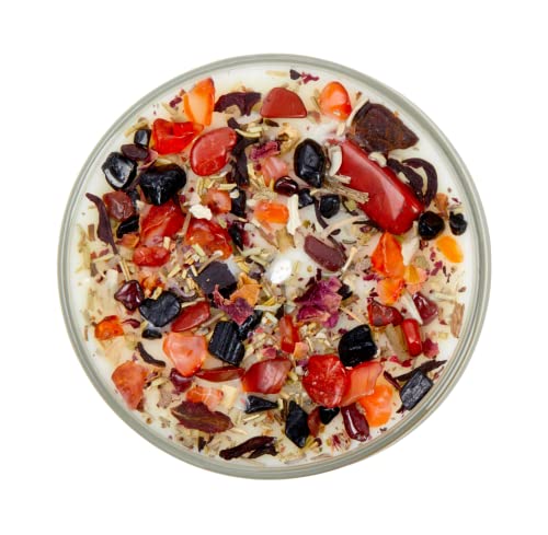 Set of 6 Dragons Blood Herb & Crystal Candles