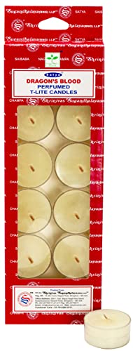 Satya Dragon's Blood Premium T-Lite Incense Candles - Pack of 12
