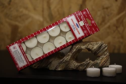 Satya Dragon's Blood Premium T-Lite Incense Candles - Pack of 12