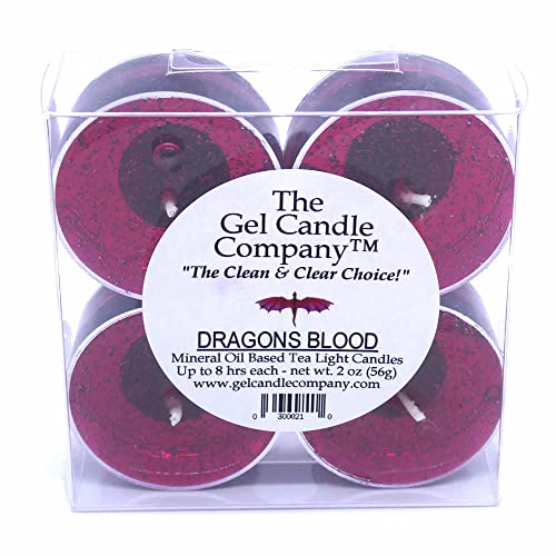Dragon's Blood Scented Gel Tea Lights - 4 Pack